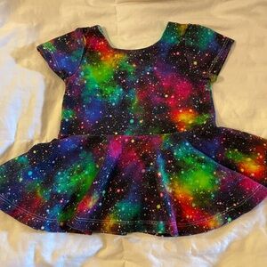 Bear Cub Clothing 3T Rainbow Galaxy Peplum Top VGUC